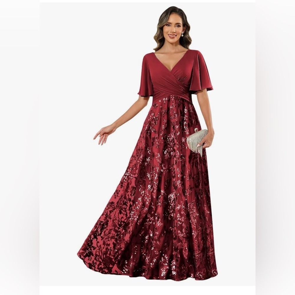 V Neck Mother of the Bride Wedding Dress